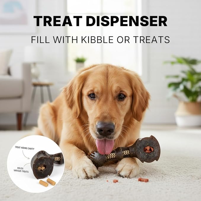 Bristle Dog Chew Toy - Tough Dog Toys with Treat Hole, Interactive Dog Toys with Massage Bristles for Small and Medium Dogs
