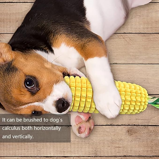 Interactive Squeaky Dog Chew Toy - Cleans Dogs Teeth - Tough and Durable for Aggressive Chewers, Suitable for Small, Medium, and Large Breeds. Features Chew Corn Stick Design