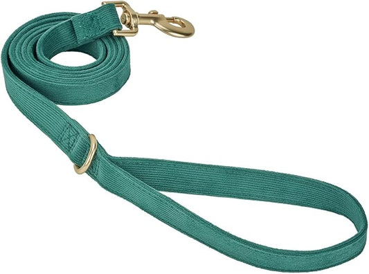 Soft Corduroy Fibric Dog Leash, 5 Feet Length Lead with Heavy Duty Rotating Hook, for Medium Large Dogs.(M,Green)