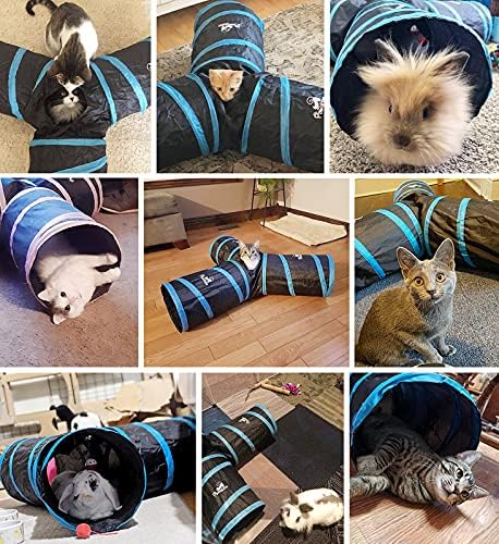Pawaboo Cat Tunnel, Cat Tunnels for Indoor Cats, 3-Way Foldable Cats Tube - Image 2