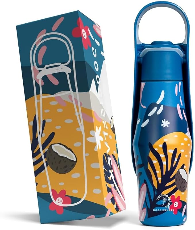 DOGGIEFLASK Dog Water Bottle | 27 OZ Stainless Steel | Convenient Pet Water Dispenser | Leak-Proof Bottle | Perfect for Travel, Walking, Hiking and Outdoor Activities