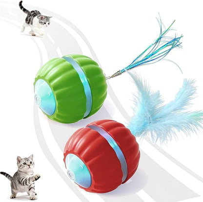 2 Packs Interactive Cat Toys for Indoor Cats,Automatic Moving Kitten Toys,Cat Toys for Bored Indoor Adult Cats,Smart Rechargeable Cat Enrichment Toys for Cats to Keep Them Busy, Cat Balls Pet Toys