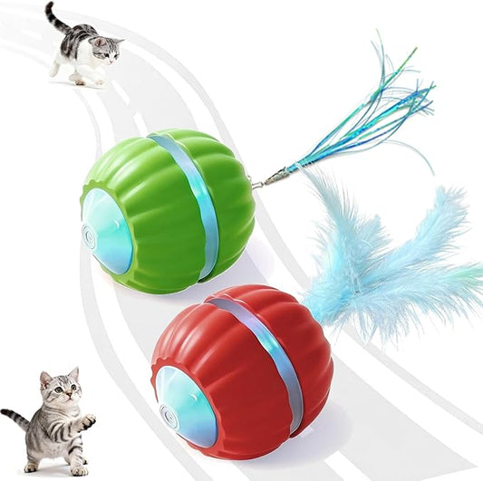 2 Packs Interactive Cat Toys for Indoor Cats,Automatic Moving Kitten Toys,Cat Toys for Bored Indoor Adult Cats,Smart Rechargeable Cat Enrichment Toys for Cats to Keep Them Busy, Cat Balls Pet Toys