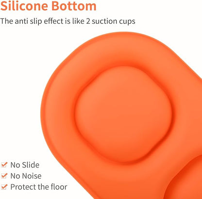 Small Size Puppy Dog Bowls: Food and Water Bowls Set for Small Dogs, No-Spill Non-Skid Dog Dish, Orange