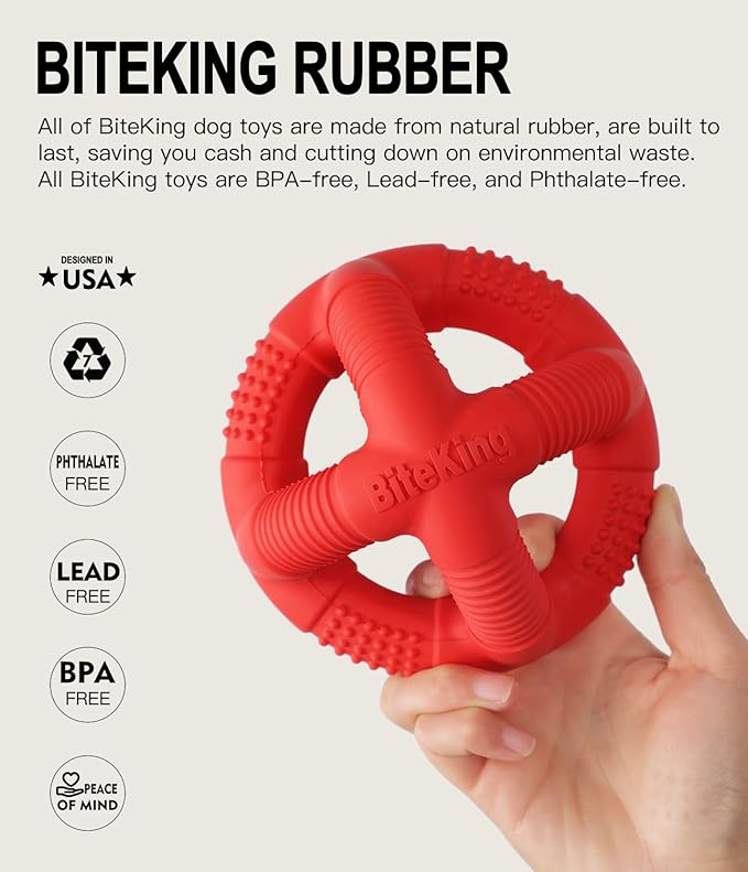 Natural Rubber Dog Balls for Large Aggressive Chewers - Lifetime Replacement - Indestructible and Durable Dog Toys for Large Breed, Red