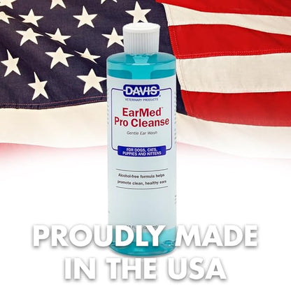 Davis EarMed ProCleanse Dog & Cat Ear Cleaner – Gentle Ear Wash for Dogs & Cats, Helps Remove Wax, Dirt & Odor, Soothes Itchy Ears, Routine Ear Care Solution
