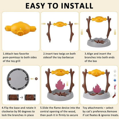 SZEE Cat Treat Puzzle Dispenser Toy, Cat Puzzle Feeder Toy for Slower Eating Training, Keeps Pets Busy & Prevents Overeating, Includes Small Interactive Toys to Boost Appeal (Campfire-Roast Shape)