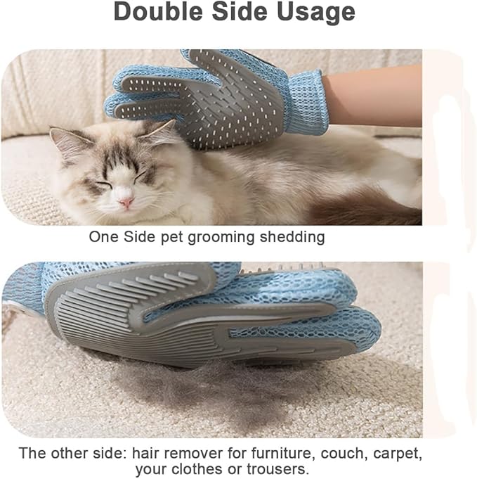 Cool Lemon 2 in 1 Pet Grooming Gloves for Dogs & Cats, Pet Fur Remover Glove, Grooming Brush for Shedding, Massage, Hair Remover Mitt, Fur Cleaner for Couch, Clothes,Carpet -1 Piece