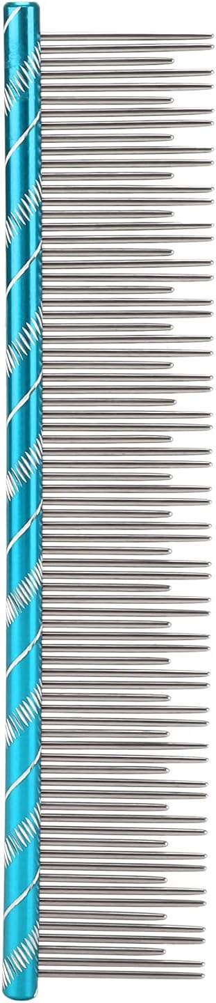 Zerodis Pet Hair Removal Comb, Reusable Stainless Steel, Blue, Cat Grooming, Thick Hair, 16 x 3.3cm/6.3 x 1.3in