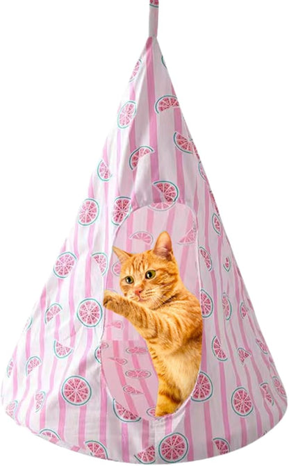 Breathable Cat Hammock Bed Comfortable Hanging Pet Hammock Bed Swing for Cats Small Dogs Rabbits (Pink,Small)