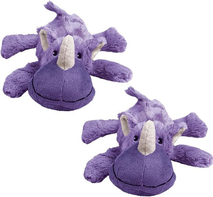 KONG Cozie Plush Dog Toys 2 Pack – Durable & Soft Squeaky Toys for Medium Dogs – Assorted Animal Characters (Rosie The Rhino)
