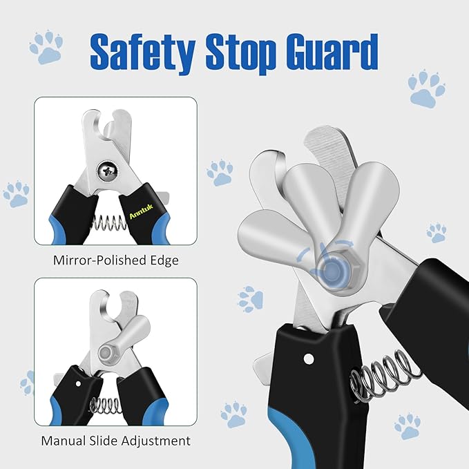 Dog Nail Clippers with Nail File, Ergonomic Dog Nail Trimmers to Avoid Over Cutting, Razor-Sharp Stainless Steel Blade with Safety Guard for Large/Small Pet Dogs, Blue