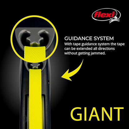 FLEXI Giant Tape Retractable Dog Leashes for Medium Dogs Upto 55 lbs. – 26 ft., Black | Tangle Free Pet Walking Leash with One-Handed Brake, Pause, Lock|German Quality Product
