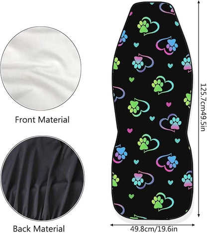 Dog Paw Heart Car Seat Covers Set for Front Universal Interior Accessories Seat Protective Bottom Cushion Pad Set for Women Cute Vehicle Interior Accessory for SUV Truck