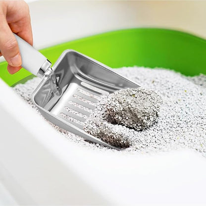 Cat Litter Scoop - Stainless Steel Metal Cat Litter Scoop-Sturdy Mesh Scooper - Mesh Shovel-Easy to Clean - Suitable for Cat Litter Box -Grey White-Christmas