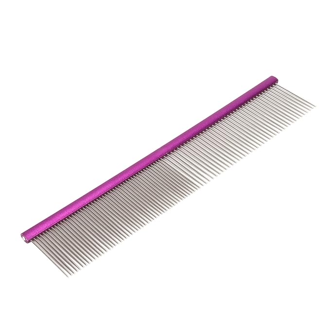Greyhound Comb For Dogs, Metal Dog Comb Dog Combs with Rounded Ends Dog Comb Cat Comb For Removing and Knots Grooming Tool For Long Short Haired Dog (Purple 19cm/7.5in)