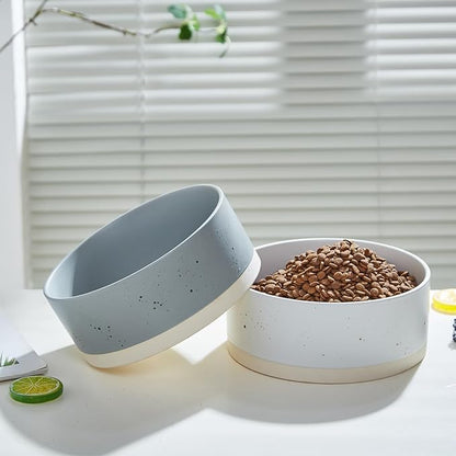 Oslo Ceramic Dog Bowl - 8'' Dog Food Water Bowl for Medium and Large Dogs, Heavy Duty Non-Slip Dog Dish, Modern Scandi-Style Stoneware Pet Feeder Bowl, Dishwasher Safe (70Oz, White)