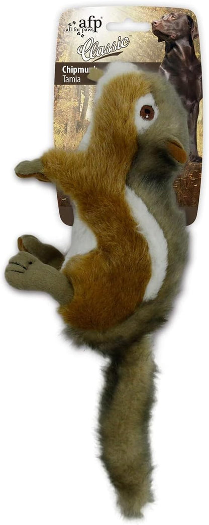 ALL FOR PAWS Squirrel Squeaky Doy Toy, Squirrel Dog Toy for Medium Large Breed, Puppy Fetch Toy with Squeaker, Plush Chew Dog Toy, 13.8 x 3.9 x 4.1inches, Chipmunk-L