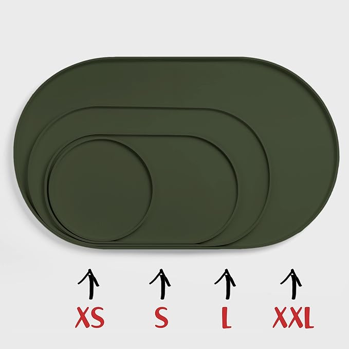 DogBuddy Dog Food Mat - Waterproof Dog Bowl Mat, Silicone Pet Mat for Food and Water Bowls, Nonslip Pet Feeding Mat with Edges, Dogs Food Mats for Floors, Puppy Supplies (Small, Khaki Green)