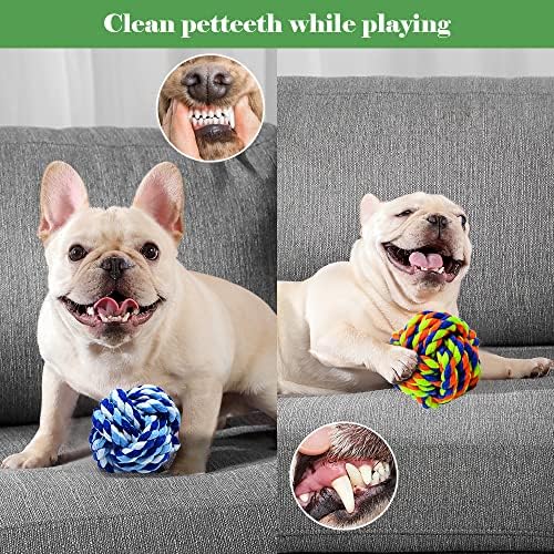 Pet Chew Toy, Knots Weave Cotton Rope, Biting Small Ball for Dogs & Cats, 6 in One Pack - Image 5