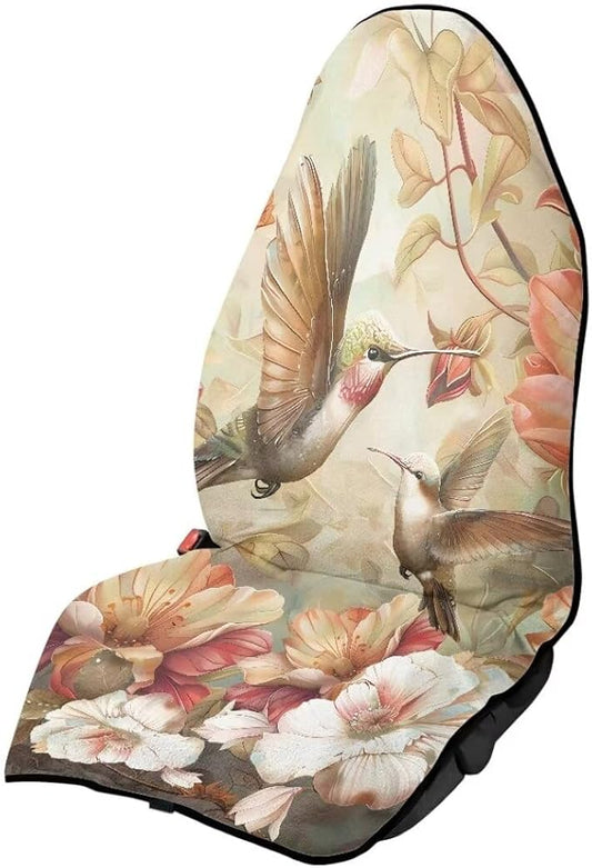 Coldinair Hummingbird Floral Car Seat Protector from Sweat, Food, Dirt After Gym, Swimming,Universal Towel Car Seat Covers Front Seats Only for Auto, Truck, Van, SUV