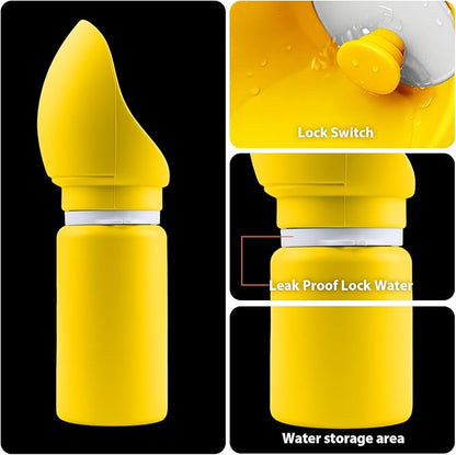 Jalopink Portable Dog Water Bottle, 2-in-1 Leak Proof & Collapsible Silicone Pet Dispenser with Built-in Bowl, Food Grade Travel Cup for Walking, Hiking (19oz/550ml, Yellow)