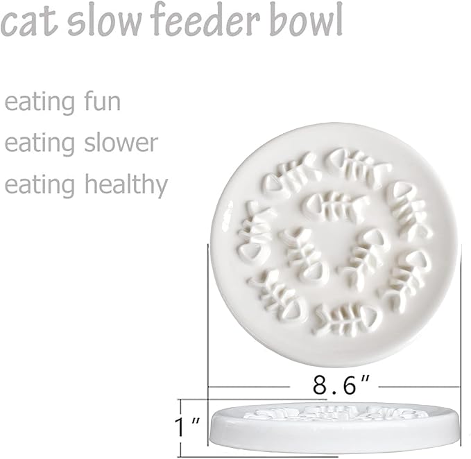 Lorde Slow Feeder Cat Bowls, Ceramic Fun Slow Feed Interactive Bloat Stop Puzzle Cat Bowl Healthy Eating Diet Pet Dog Slow Feeding Bowls… (Fish Bone)