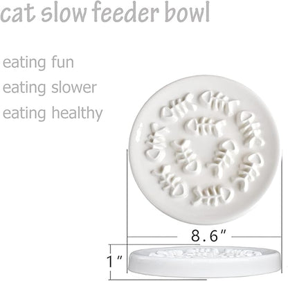 Lorde Slow Feeder Cat Bowls, Ceramic Fun Slow Feed Interactive Bloat Stop Puzzle Cat Bowl Healthy Eating Diet Pet Dog Slow Feeding Bowls… (Fish Bone)