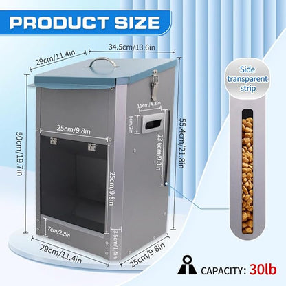 Automatic Dog Feeder 30lb Large Gravity Pet Food Dispenser Hanging for Outdoor and Indoor
