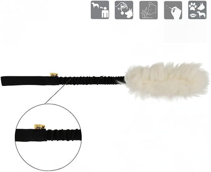 Dingo tug Toy for Dog, Natural Fabric, Sheepskin Toy, for Chasing Motivation Reward Agility, Bungee Handle, Black 98500