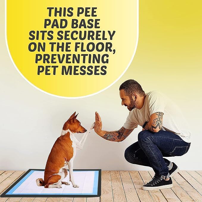 TidyFriend Dog Pad Holder Tray for 36 x 36 Inches Training Pads - Silicon Wee Wee Holder, No Spill Pee Tray for Dogs - Easy to Clean and Store Perfect for Dog Potty (Black)
