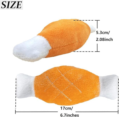Andiker 2pcs Dog Squeaky Toy, Dog Chicken Legs Bone Pet Funny Squeaky Toy Dog Plush Toy for Small Medium Large Dogs and Cats (18cm)