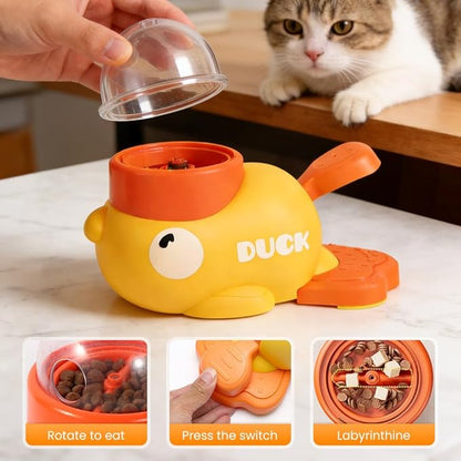 Dog Interactive Treat Dispenser, 2026 New Yellow Duck Cat Treat Dispenser, Interactive Dog Food Dispenser with Button, Dog Food Slow Treat Feeding Dispenser for Small & Large Cats Dogs (2)