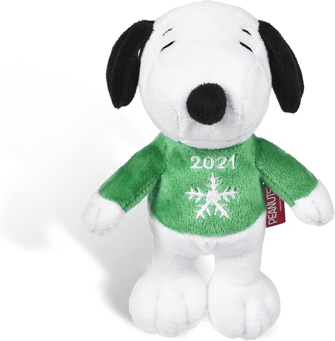 PEANUTS for Pets 6" Holiday 2021 Snoopy Plush Dog Toy with Squeaker | Green Snoopy Holiday Plush Dog Toy | Small Squeaky Dog Toys - Soft Stuffed Dog Toys Officially Licensed, (FF19107)