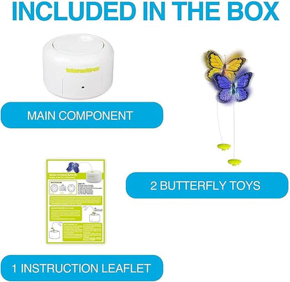 ALL FOR PAWS Motion Activate Cat Toys Interactive Flutter Butterfly Kitten Enrichment Toy with One Replacement for Indoor Cats