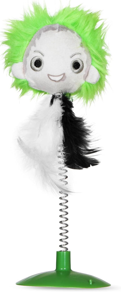 Beetlejuice Feathers Suction Swatter Cat Toy - 10.5 Inch with Feather Feature - Perfect for Indoor Cats and Kittens - Swatting Toy for Cats