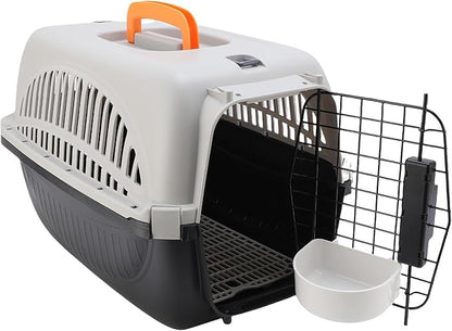 Greensen Plastic Pet Carrier, Lightweight Portable Transport Box for Dogs, Easy to Assemble 18.9x12.6x12.6in Ideal for Travel and Vet Visits (Black)