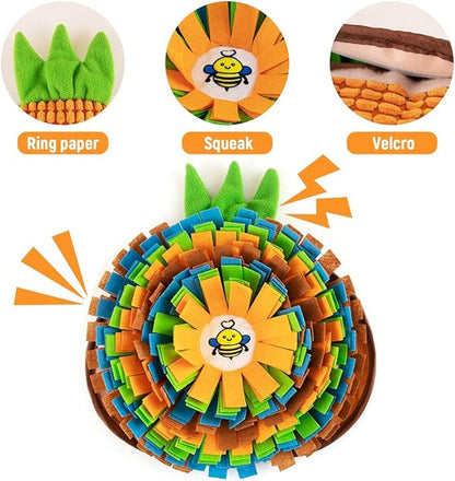 AWOOF Pet Snuffle Mat for Dogs, Interactive Feed Game for Boredom, Encourages Natural Foraging Skills for Cats Dogs Bowl Travel Use, Dog Treat Dispenser Indoor Outdoor Stress Relief (Orange)