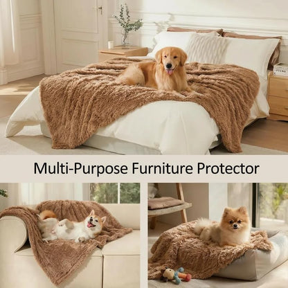 Dog Blanket Waterproof Fluffy Blankets Pet Blanket Throw Blanket Reversible Furniture Protector Cover Washable for Small Medium Large Dogs Cats 85"x57" Brown - Image 3