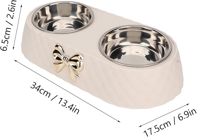 Pet Dog Bowls, Stainless Steel Dog Bowl with Non Skid Silicone Mat Pet Food Scoop Water and Food Feeder Bowls for Feeding Small Medium Large Dogs Cats Puppies (Beige)