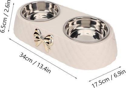 Pet Dog Bowls, Stainless Steel Dog Bowl with Non Skid Silicone Mat Pet Food Scoop Water and Food Feeder Bowls for Feeding Small Medium Large Dogs Cats Puppies (Beige)