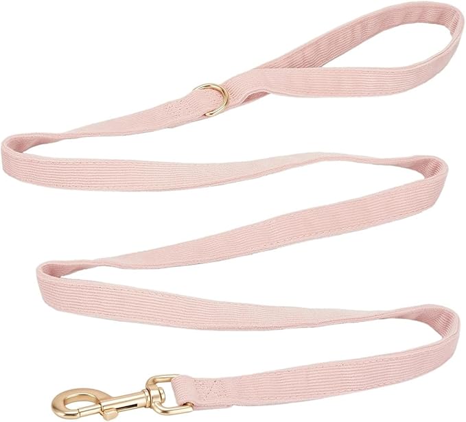 Soft Corduroy Fibric Dog Leash, 5 Feet Length Lead with Heavy Duty Rotating Hook, for Medium Large Dogs.(M,Light Pink)