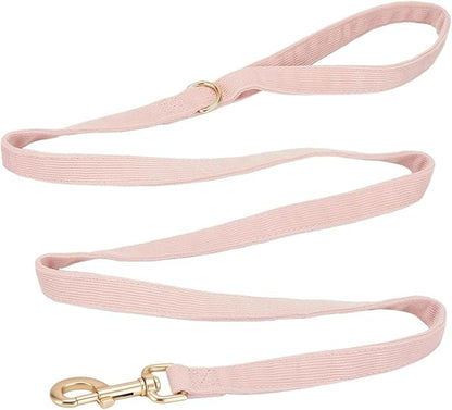 Soft Corduroy Fibric Dog Leash, 5 Feet Length Lead with Heavy Duty Rotating Hook, for Medium Large Dogs.(M,Light Pink)