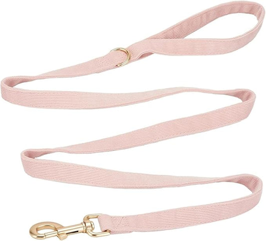Soft Corduroy Fibric Dog Leash, 5 Feet Length Lead with Heavy Duty Rotating Hook, for Medium Large Dogs.(M,Light Pink)