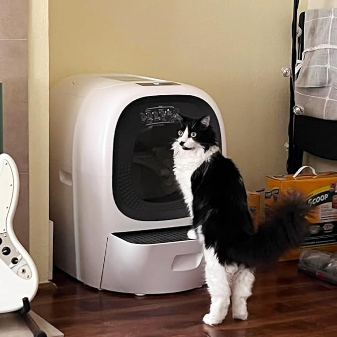 Self-Cleaning Litter Box 80L Auto Refill Self-Refilling Robot Automatic for Multiple Cats(3-20lb), Rake Design ScoopFree, 6 x Safety Sensors, Anti-Leakage, Odor Control, 5G WiFi App