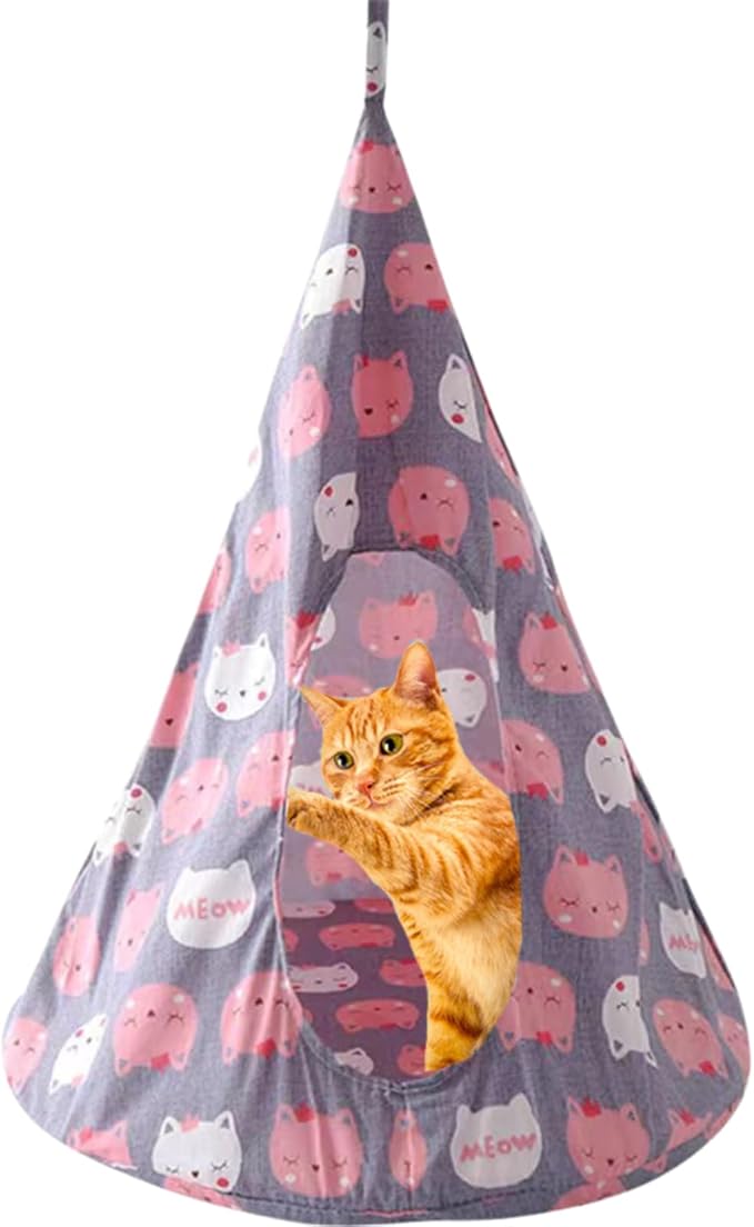 Breathable Cat Hammock Bed Comfortable Hanging Pet Hammock Bed Swing for Cats Small Dogs Rabbits (Grey,Small)