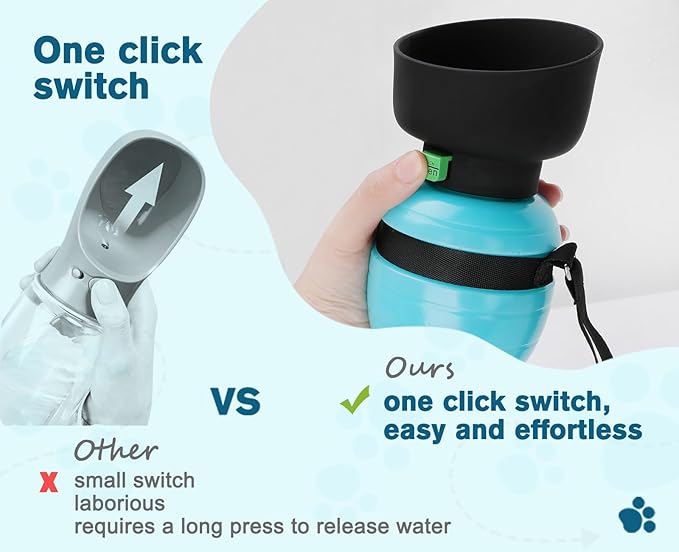 Pecute Portable Dog Water Bottle, 2 in 1 Cat Dog Travel Water Bottle Bowl Leakproof with Double Seal, BPA Free, Lightweight, Pet Small Animal Water Bottel Dispenser for Outdoor Walking Hiking Travels
