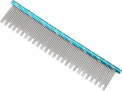 Zerodis Pet Hair Removal Comb, Reusable Stainless Steel, Blue, Cat Grooming, Thick Hair, 16 x 3.3cm/6.3 x 1.3in