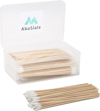 Pointed Cotton Swabs 6 Inch (400 Count) - Precision Tapered Wooden Cotton Buds for Gun Cleaning, Makeup Fix & Dog Ear Care | Lint Free & Sturdy Applicators