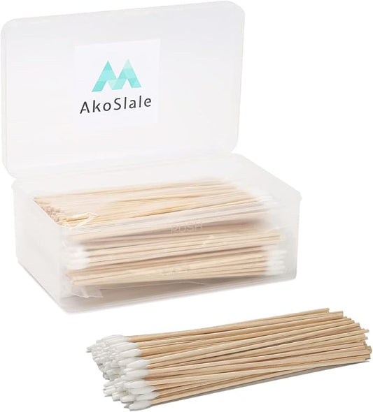 Pointed Cotton Swabs 6 Inch (400 Count) - Precision Tapered Wooden Cotton Buds for Gun Cleaning, Makeup Fix & Dog Ear Care | Lint Free & Sturdy Applicators